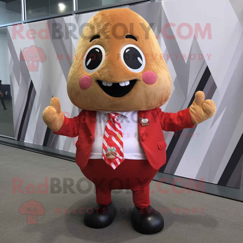 Red Potato mascot costume character dressed with a Bodysuit and Pocket squares