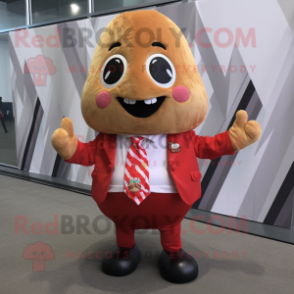 Red Potato mascot costume character dressed with a Bodysuit and Pocket squares