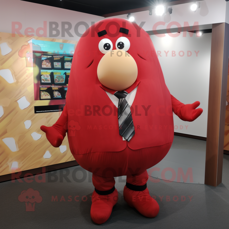 Red Potato mascot costume character dressed with a Bodysuit and Pocket squares