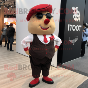 Red Potato mascot costume character dressed with a Bodysuit and Pocket squares