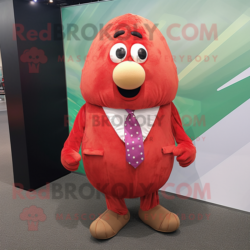 Red Potato mascot costume character dressed with a Bodysuit and Pocket squares