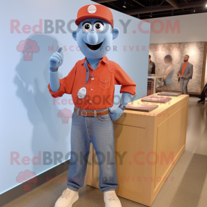 Rust Pepper mascot costume character dressed with a Chambray Shirt and Bracelet watches