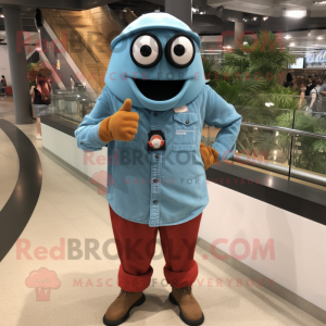 Rust Pepper mascot costume character dressed with a Chambray Shirt and Bracelet watches