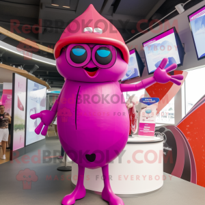Magenta Gyro mascot costume character dressed with a Swimwear and Earrings