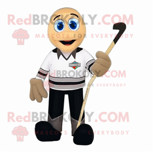 Tan Ice Hockey Stick mascot costume character dressed with a Suit Jacket and Suspenders