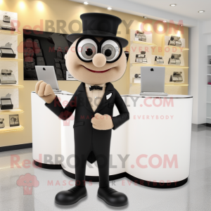 Beige Attorney mascot costume character dressed with a Tuxedo and Coin purses