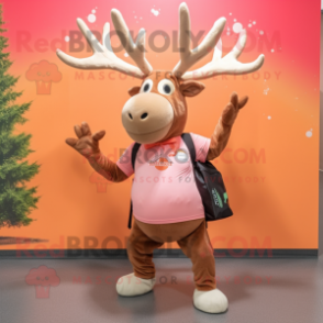 Peach Irish Elk mascot costume character dressed with a Leggings and Tote bags