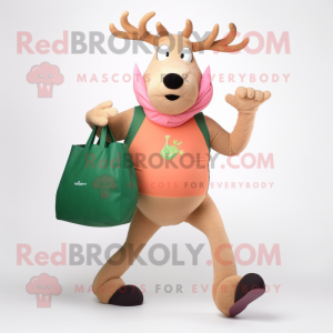 Peach Irish Elk mascot costume character dressed with a Leggings and Tote bags