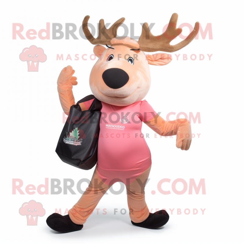 Peach Irish Elk mascot costume character dressed with a Leggings and Tote bags