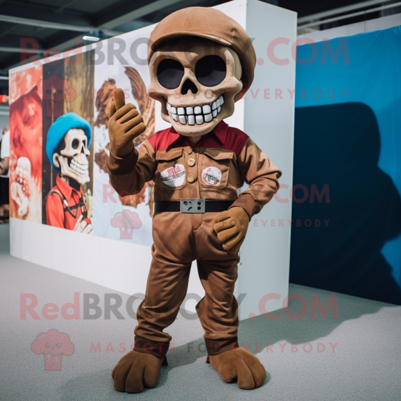 Brown Skull mascot costume character dressed with a Corduroy Pants and Watches Brown Skull mascot costume character dressed with a Corduroy Pants and Watches