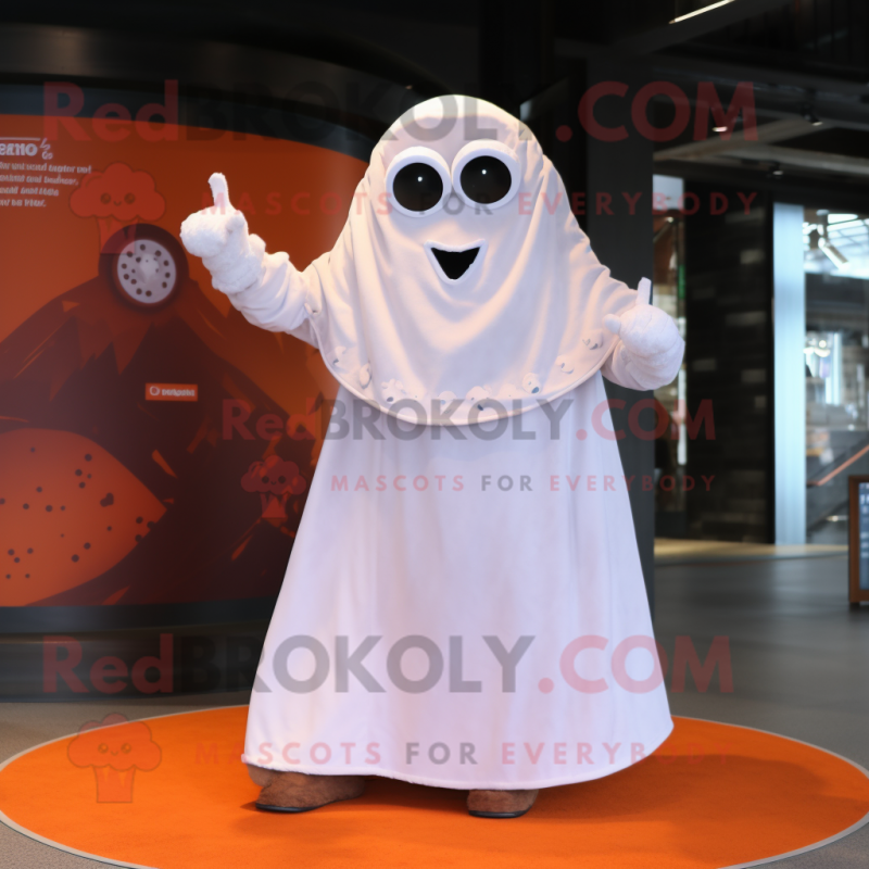 Rust Ghost mascot costume character dressed with a Circle Skirt and Gloves