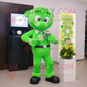 Limegrønn firkløver maskot...