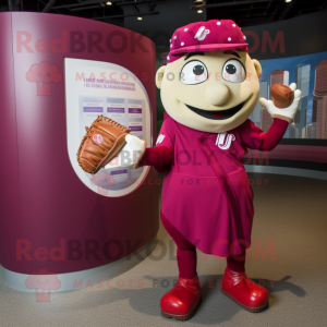 Magenta Baseball Glove mascot costume character dressed with a A-Line Dress and Wallets