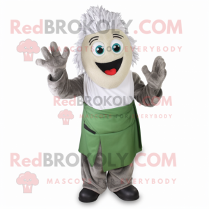 Gray Pesto Pasta mascot costume character dressed with a Trousers and Gloves