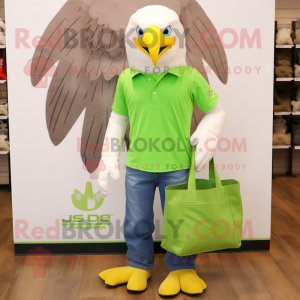 Limegrønn Bald Eagle maskot...