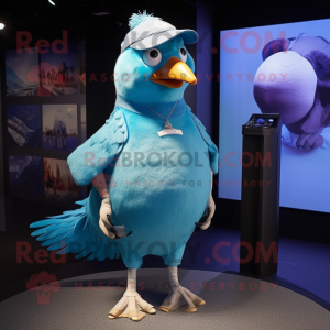 Cyan Pigeon maskot kostume...