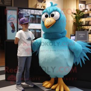 Cyan Pigeon maskot kostym...