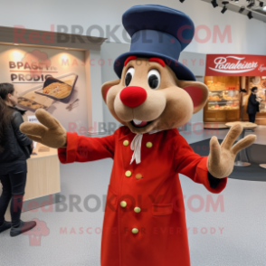 Red Ratatouille mascot costume character dressed with a Blazer and Berets