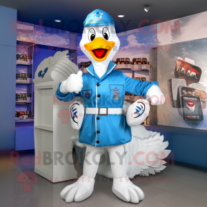 Sky Blue Goose mascot costume character dressed with a Cargo Pants and Wraps