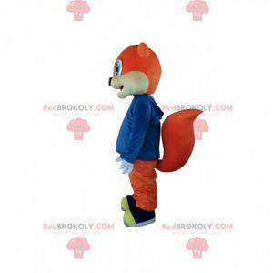 Mascotte scoiattolo arancione con bellissimi occhi azzurri -