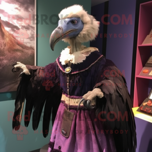 nan Vulture mascot costume character dressed with a Empire Waist Dress and Brooches