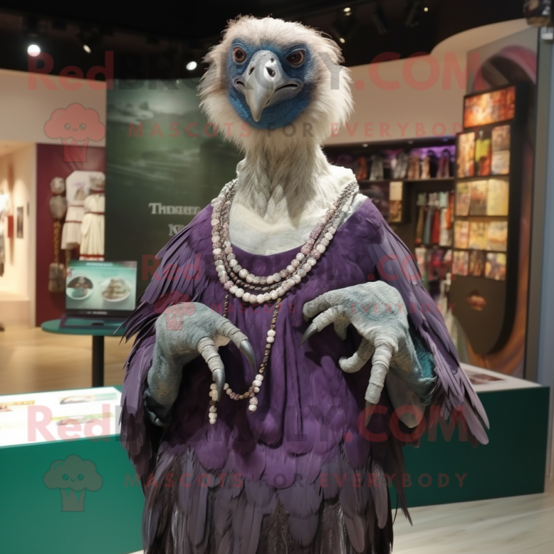nan Vulture mascot costume character dressed with a Empire Waist Dress and Brooches nan Vulture mascot costume character dressed with a Empire Waist Dress and Brooches