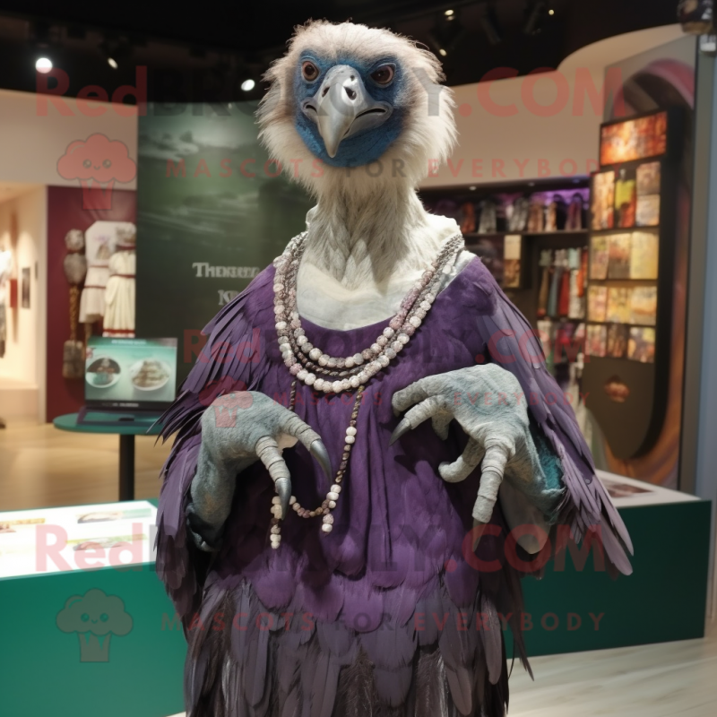 nan Vulture mascot costume character dressed with a Empire Waist Dress and Brooches