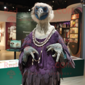 nan Vulture mascot costume character dressed with a Empire Waist Dress and Brooches