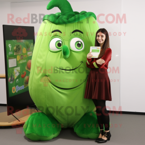 Forest Green Beanstalk mascot costume character dressed with a Mini Skirt and Wallets