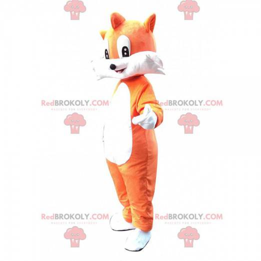 Bardzo urocza i zabawna maskotka pomarańczowy i biały lis -