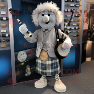 Sølv sekkepipe maskot drakt...