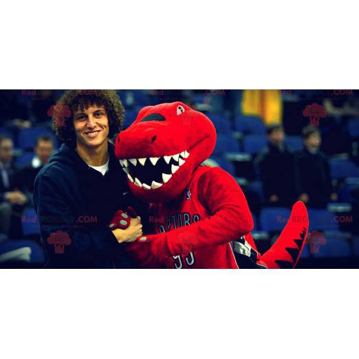 Mascote de dinossauro vermelho e preto - Redbrokoly.com