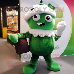 Forest Green Ice Cream mascot costume character dressed with a Trousers and Handbags