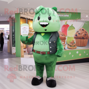 Forest Green Ice Cream mascot costume character dressed with a Trousers and Handbags