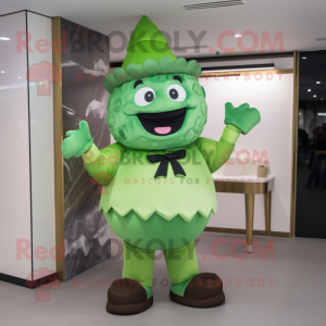 Forest Green Ice Cream mascot costume character dressed with a Trousers and Handbags