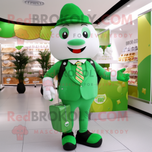 Forest Green Ice Cream mascot costume character dressed with a Trousers and Handbags