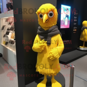 Yellow Crow mascot costume character dressed with a Sweater and Scarf clips