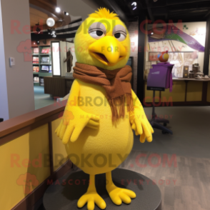 Yellow Crow mascot costume character dressed with a Sweater and Scarf clips