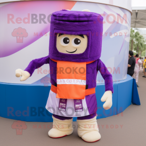 Purple Pad Thai mascot costume character dressed with a Tank Top and Belts