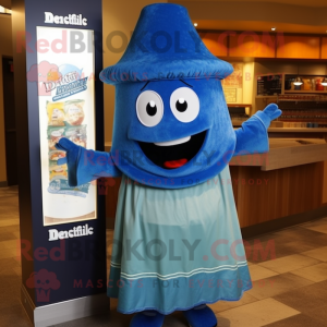 Blue Enchiladas mascot costume character dressed with a Empire Waist Dress and Beanies