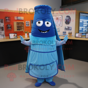 Blue Enchiladas mascot costume character dressed with a Empire Waist Dress and Beanies