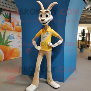 Cream Gazelle mascot costume character dressed with a Skinny Jeans and Anklets
