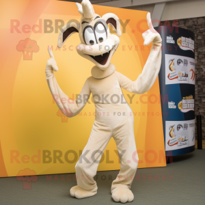 Cream Gazelle mascot costume character dressed with a Skinny Jeans and Anklets