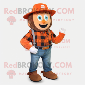 Orange Horseshoe mascot costume character dressed with a Flannel Shirt and Ties