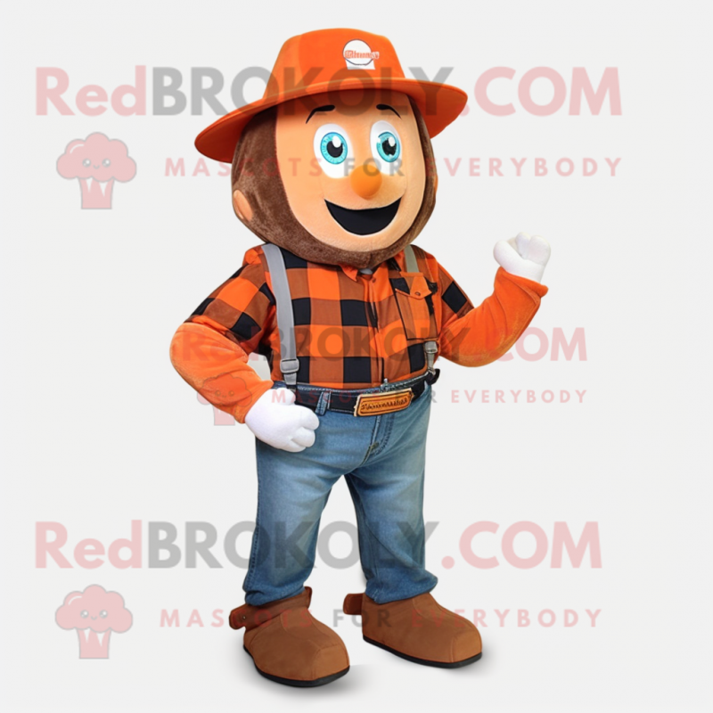 Orange Horseshoe mascot costume character dressed with a Flannel Shirt and Ties Orange Horseshoe mascot costume character dressed with a Flannel Shirt and Ties