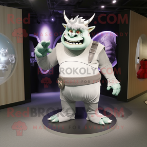 Silver Ogre maskot kostume...