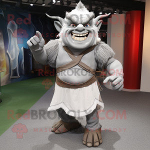 Silver Ogre maskot kostym...