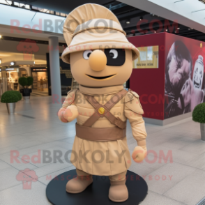 Tan Roman Soldier mascot costume character dressed with a Turtleneck and Hats