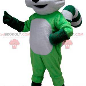 Grøn og hvid vaskebjørn maskot - Redbrokoly.com