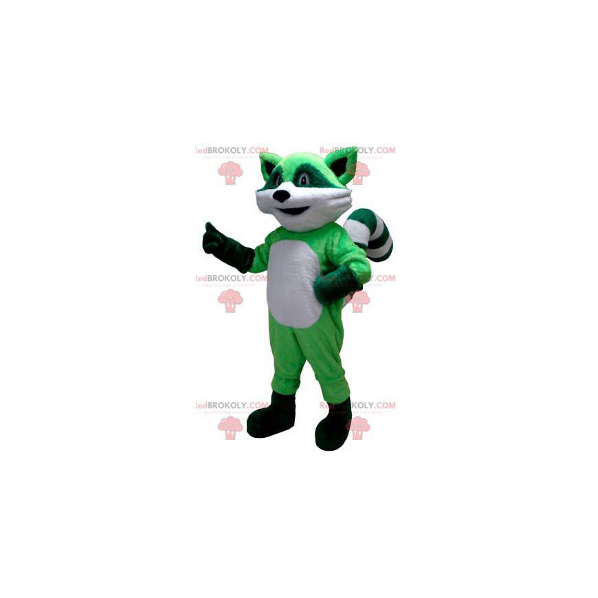 Green and white raccoon mascot - Redbrokoly.com